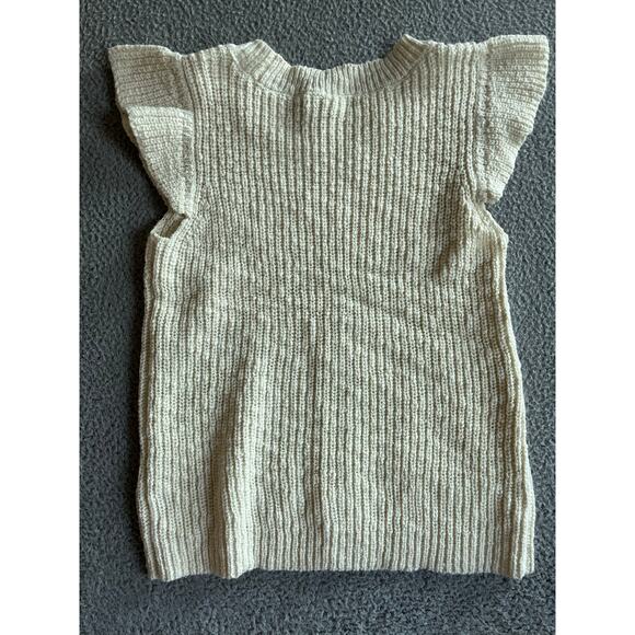 Design History Sweater Top Small Chunky Flutter Sleeve Crewneck Cream White - Picture 9 of 13
